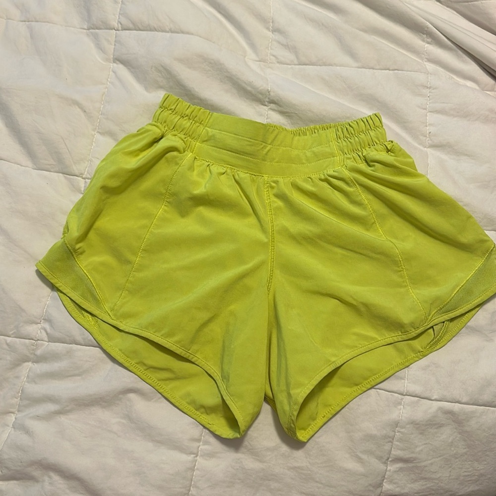 Neon Green Lululemon Hotty Hot Shorts